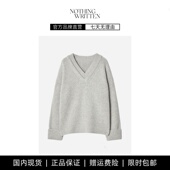 现货 女冬季 NOTHING V领落肩罗纹套头针织衫 毛衣上衣 WRITTEN