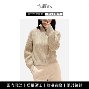 【现货】NOTHING WRITTEN粗纺休闲羊毛混纺针织开衫立领拉链毛衣