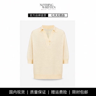 【现货】NOTHING WRITTEN针织衫麻polo翻领短袖休闲针织衫上衣女