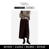 NOTHING 现货 WRITTEN高腰半身裙直筒一步开衩灯芯绒百搭半裙