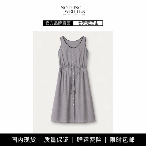 【现货】NOTHING WRITTEN棉连衣裙格纹收腰抽绳无袖连衣裙背心裙