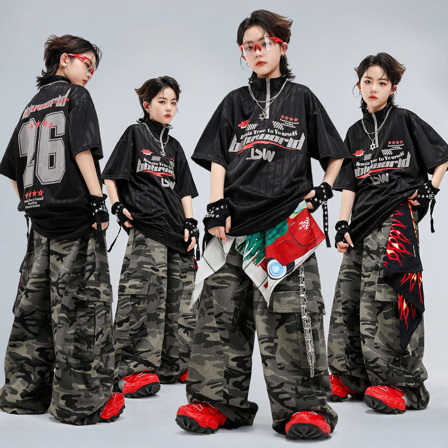 街舞儿童潮服男童爵士走秀嘻哈炸街少儿表演架子鼓舞台演出服套装