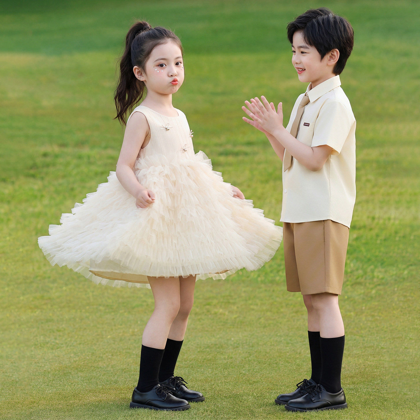 儿童礼服舞蹈演出服女童公主裙六一大合唱朗诵服幼儿园毕业照班服