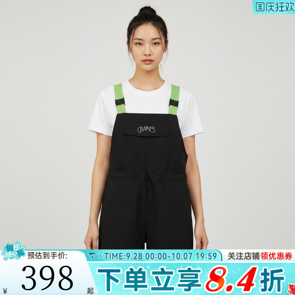 滔搏VANS范斯女子BUCKLE SHORTALL运动休闲背带短裤VN000TMBBLK
