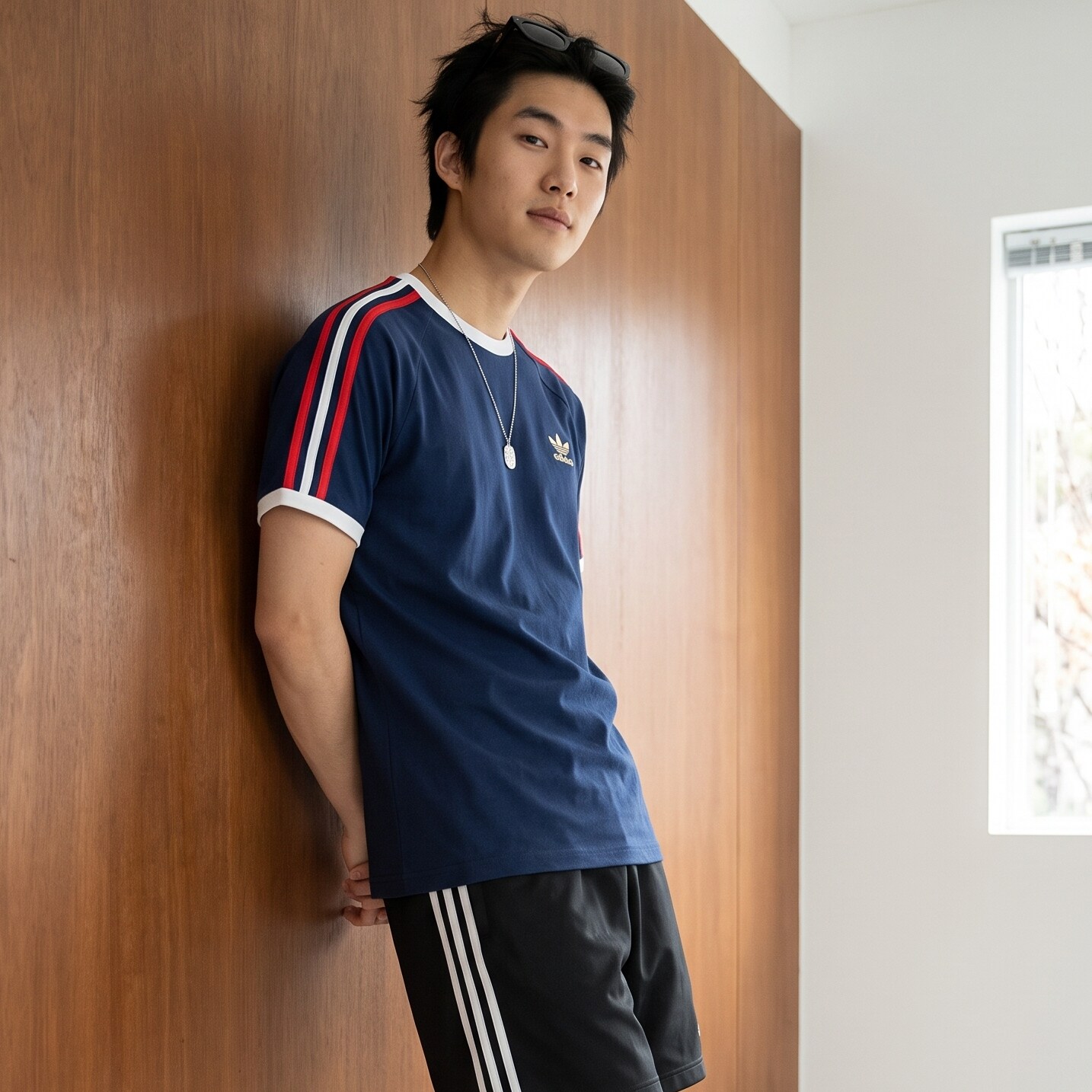 滔搏adidas阿迪达斯三叶草男子三条纹运动休闲圆领短袖T恤KC8636