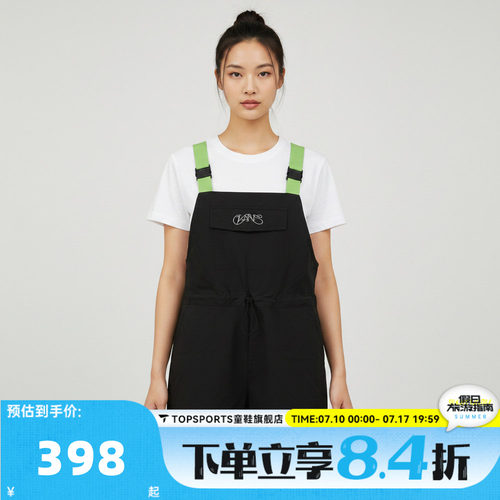 滔搏VANS范斯女子BUCKLE SHORTALL运动休闲背带短裤VN000TMBBLK