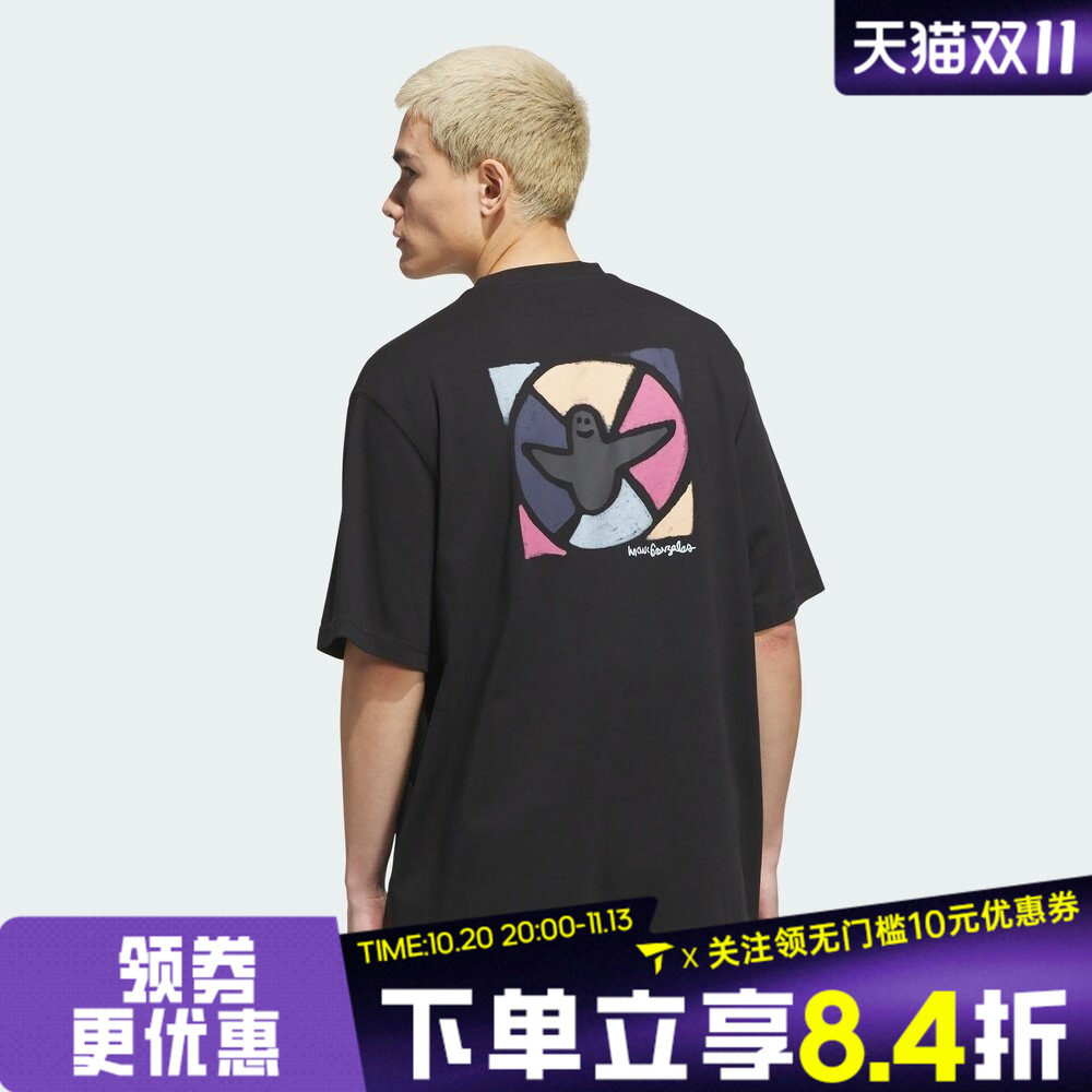 adidas阿迪达斯三叶草男子百搭时尚印花运动休闲短袖T恤KQ6271