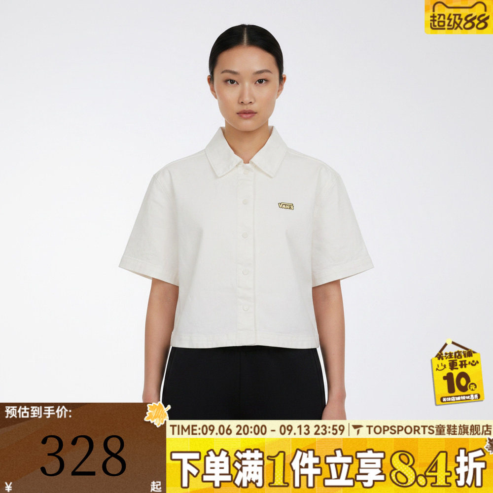 VANS范斯女子AP DM CROPPED SHIRT运动休闲短袖衬衫VN000ZT4FS8图片