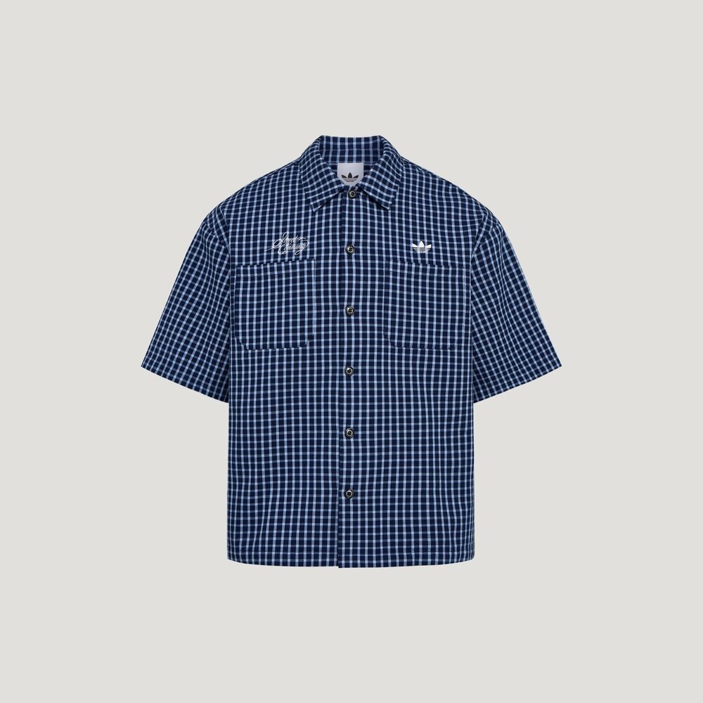 adidas阿迪达斯三叶草男子OG SHIRT运动休闲格子短袖衬衫LD3863