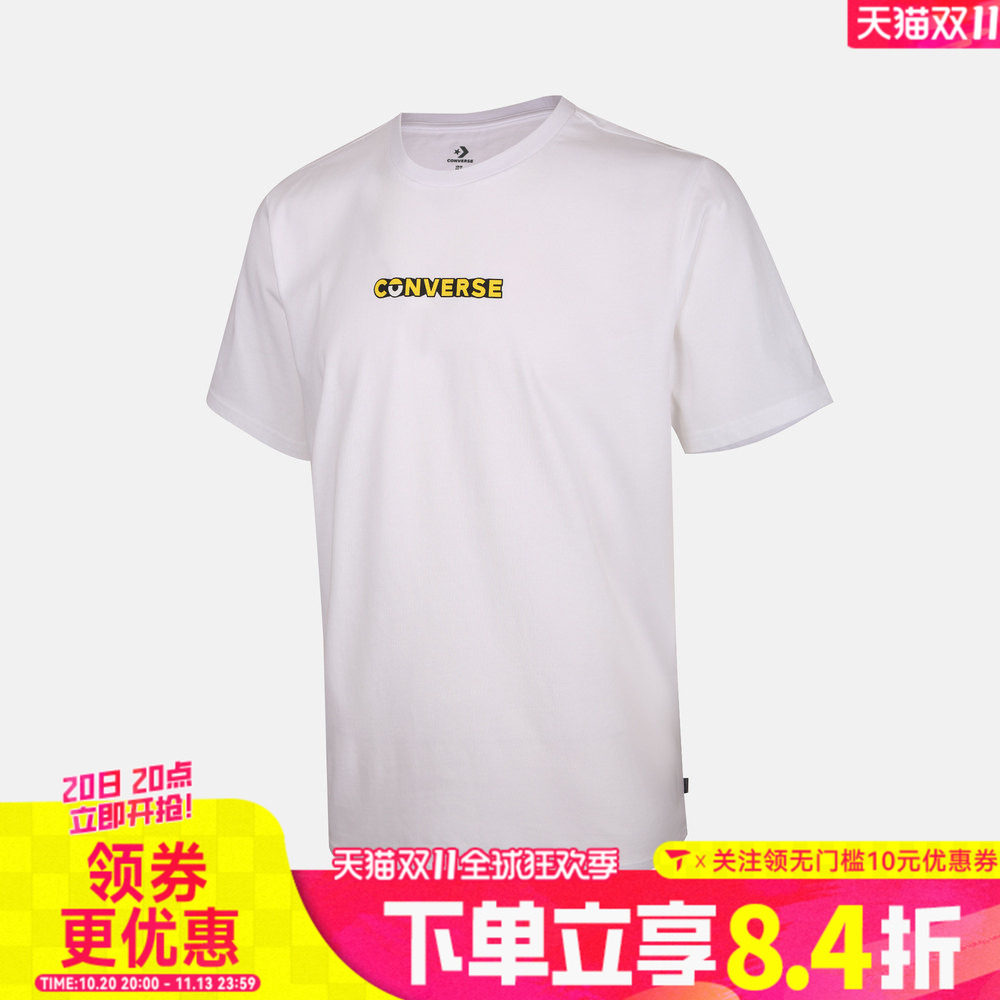 滔搏CONVERSE匡威男子Chuck Taylor运动休闲短袖T恤CVM6T225-WHT