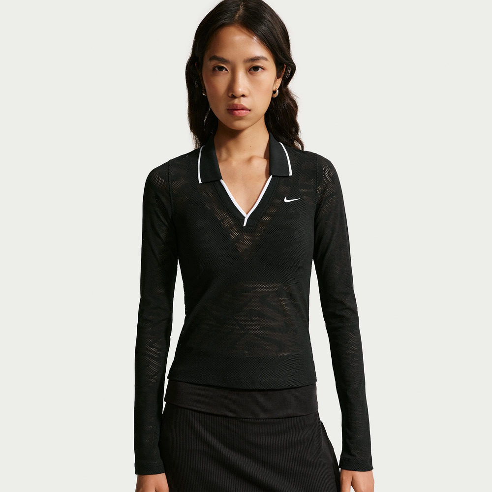 滔搏NIKE耐克女子紧身中短款蕾丝上衣运动休闲长袖T恤IM8390-010