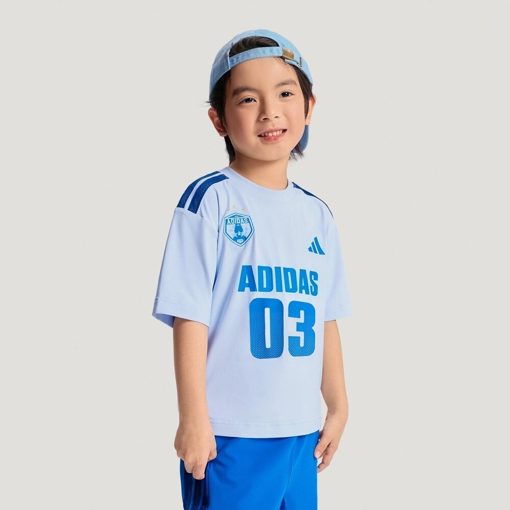 adidas阿迪达斯男小童户外跑步运动休闲短袖套服宽松两件套KH0256