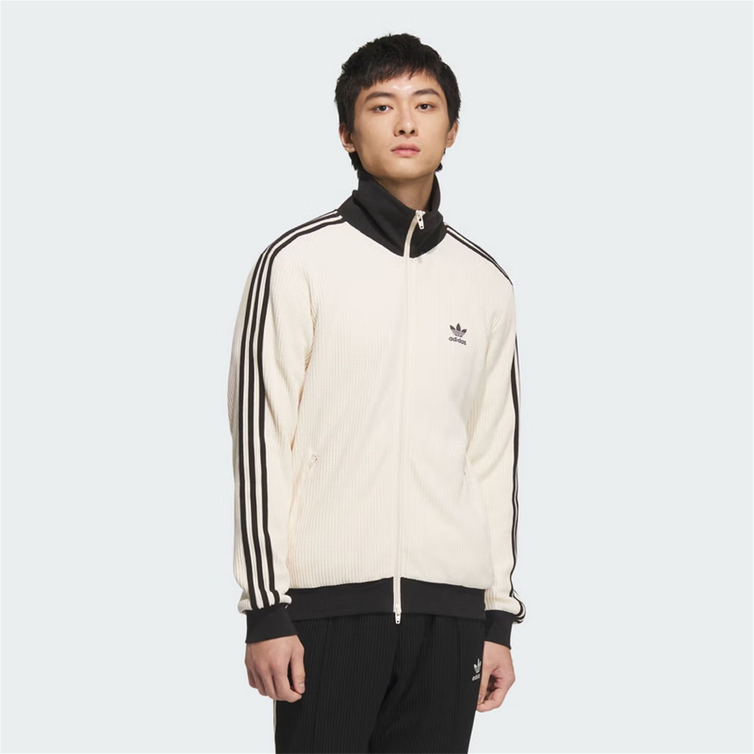 滔博adidas阿迪达斯三叶草男女华夫格运动休闲时尚夹克外套JW0109