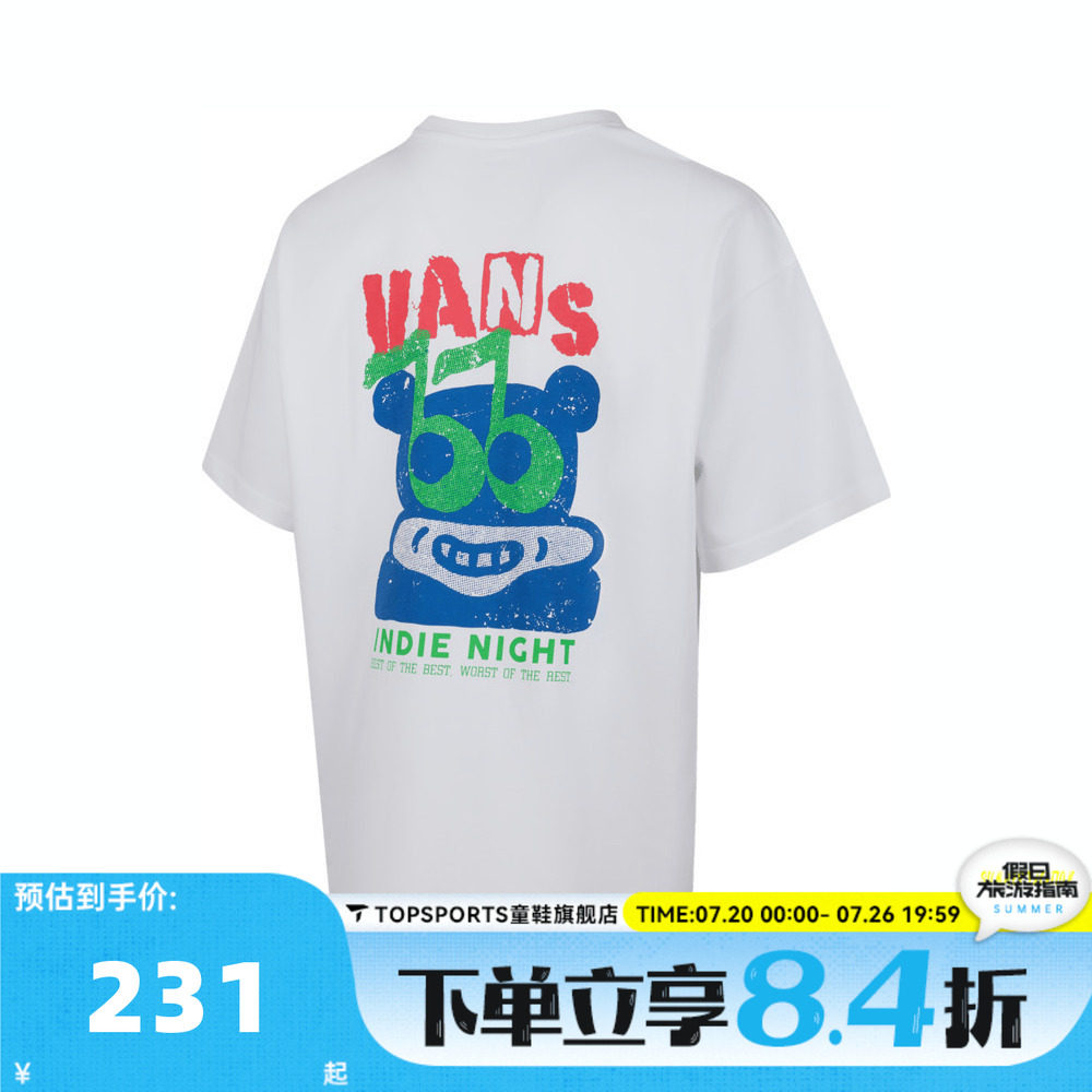 滔搏VANS范斯男子INDIE GFX SS TEE运动休闲短袖T恤VN000NMBWHT