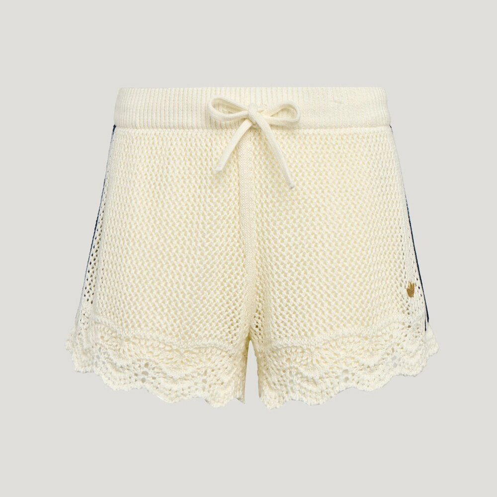 adidas阿迪达斯三叶草女子南法假日度假风镂空针织运动短裤KX0723