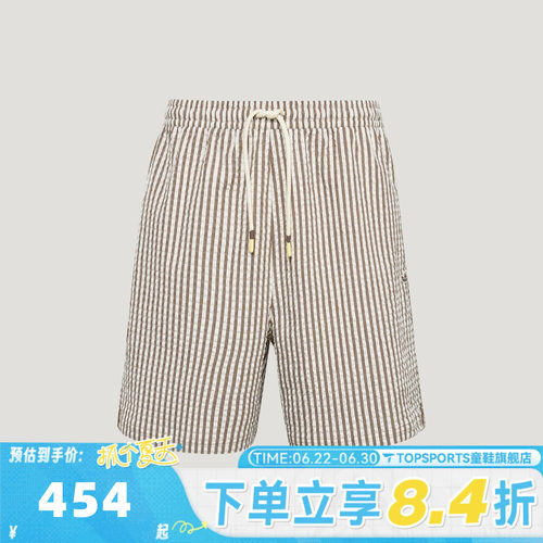 adidas阿迪达斯三叶草男子度假风泡泡纱条纹运动休闲短裤KX0698