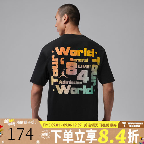NIKE耐克JORDAN男子印花宽松运动休闲圆领短袖T恤IF3156-010
