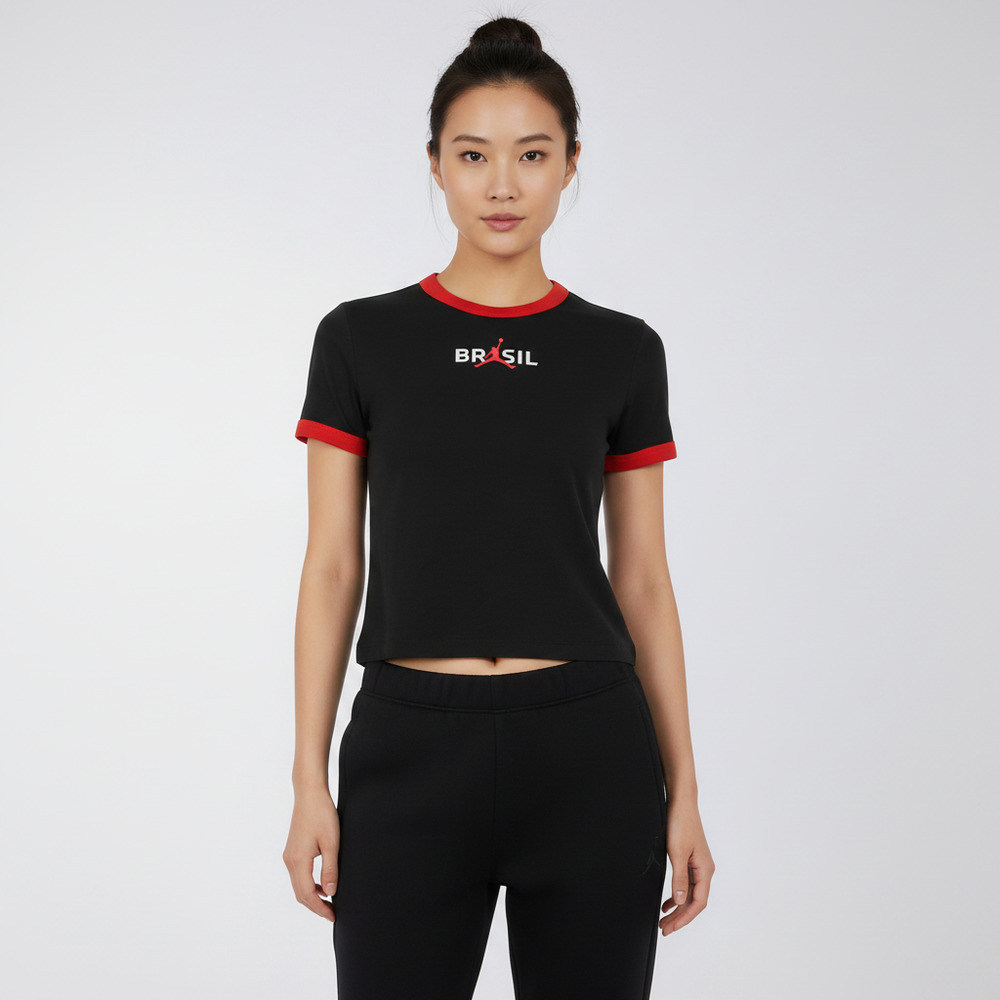 NIKE耐克女子巴西队印花紧身球场运动休闲圆领短袖T恤IF3927-010