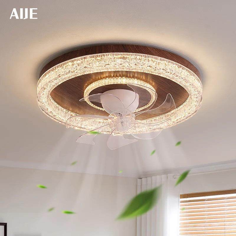 中古风卧室吸顶灯隐形摇头风扇灯静音复古美式轻奢高级感房间灯具