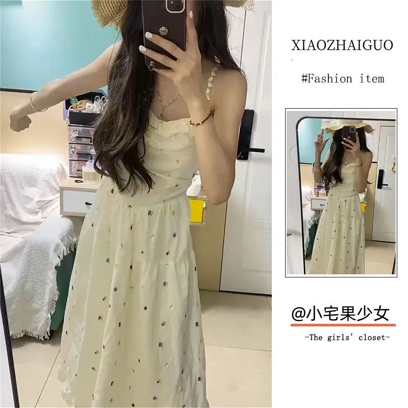 森系甜美度假风吊带连衣