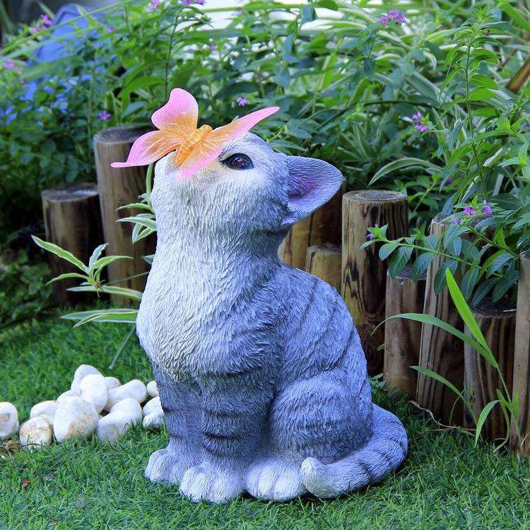 现货太阳能动物猫咪灯可爱庭院摆件装饰阳台布置小夜灯