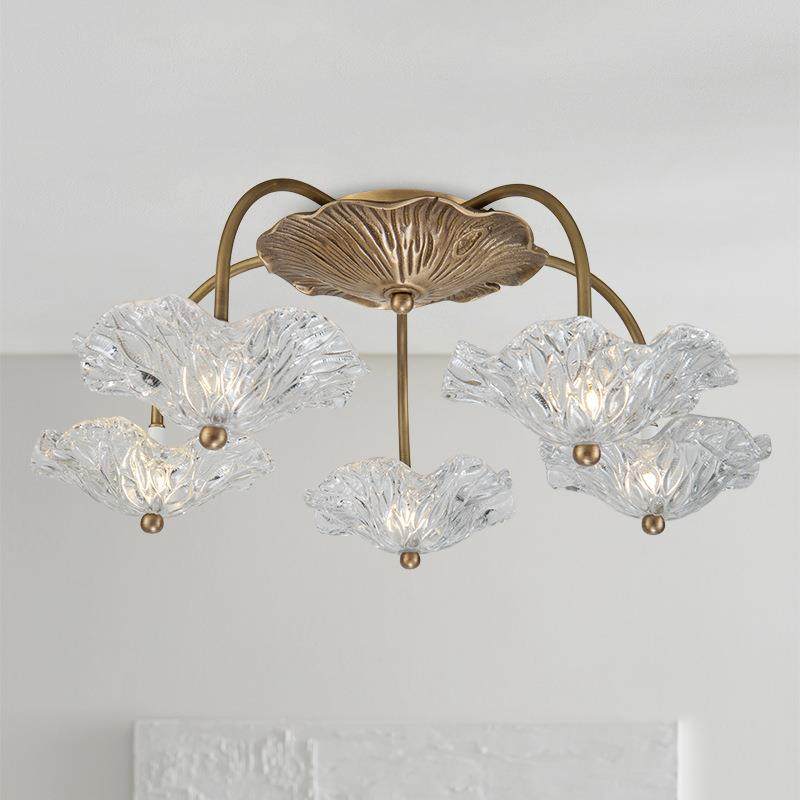 轻奢后现代走廊过道吸顶灯仿古个性简约创意荷花浴室灯厨房全铜灯