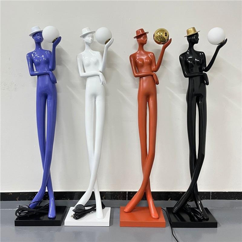 抽象人物看书人长腿雕塑摆件样板房酒店电视柜客厅玄关书房艺术品