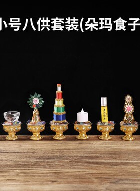 藏式八供养组合套装八吉祥供杯供水贡品八吉祥花食子供品家用摆件