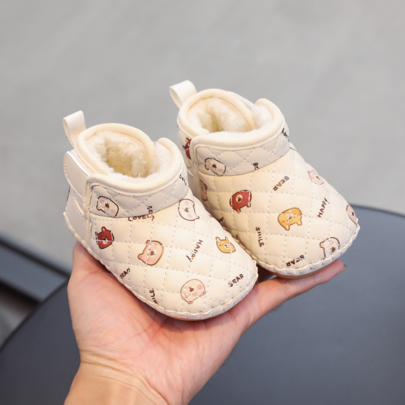 冬季一岁女e宝宝雪地靴男软底学步鞋婴儿鞋子加绒加厚6-12个月保