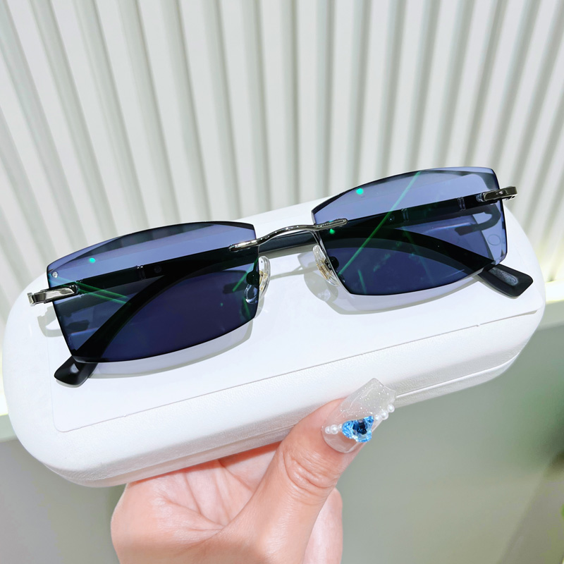 无框商务近视多边形眼镜框男士潮近E视眼镜显脸小配度数平光眼镜