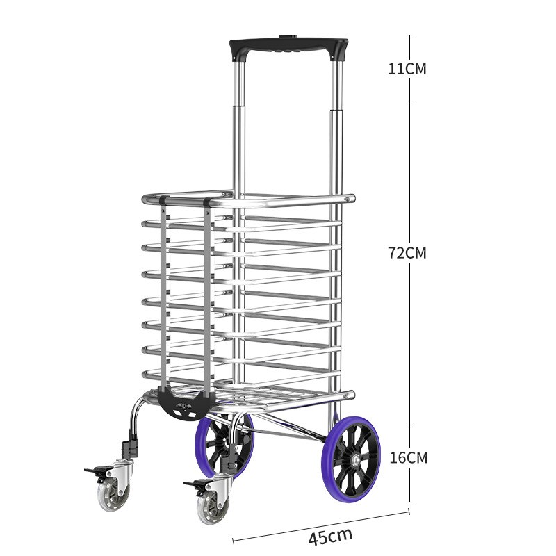 菜篮子铝合金手拉车小拖车家用折叠购物车拿快递小推车买菜小拉车