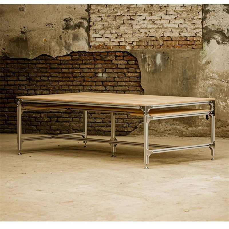 桦木铝型材办公电脑桌工作室会议桌长条开会桌商用网红西餐厅餐桌