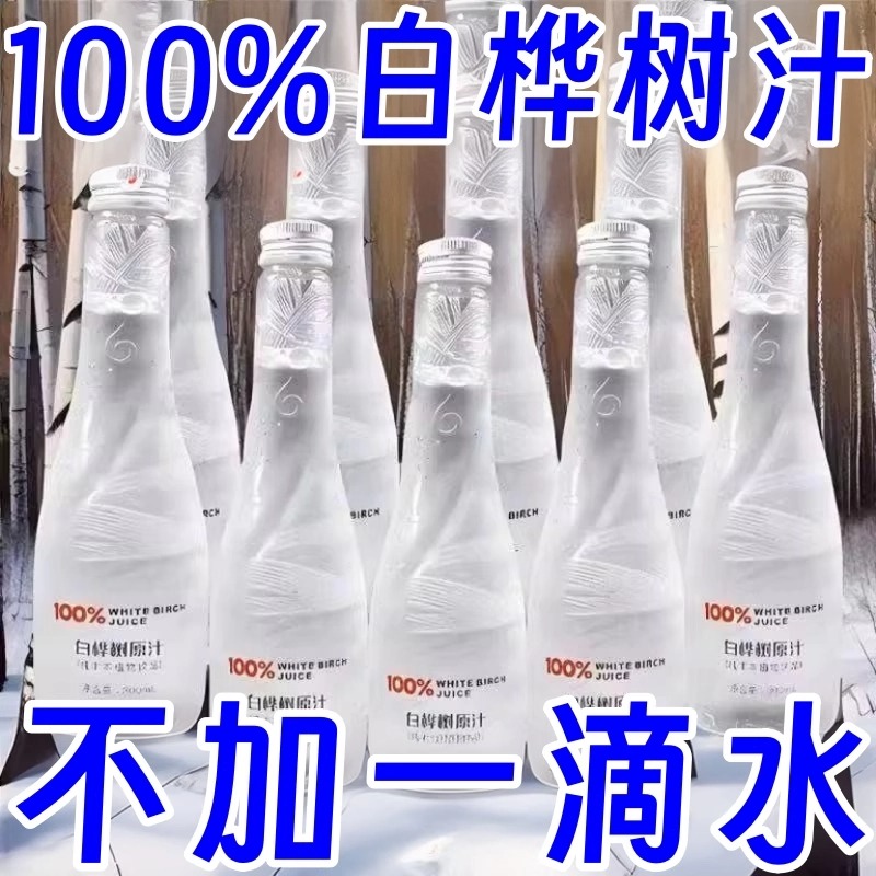 白桦树汁100%原汁天长白山然桦树原液植物饮料220ml*10瓶整箱装