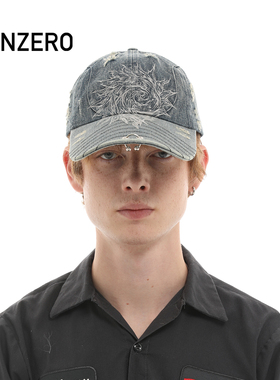 GENZERO「elong」丁程鑫同款长帽檐棒球帽水洗牛仔刺绣蝴蝶鸭舌帽