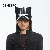 GENZERO「kitty」猫耳棒球帽绑带蝴蝶结猫耳朵帽子男女同款 鸭舌帽