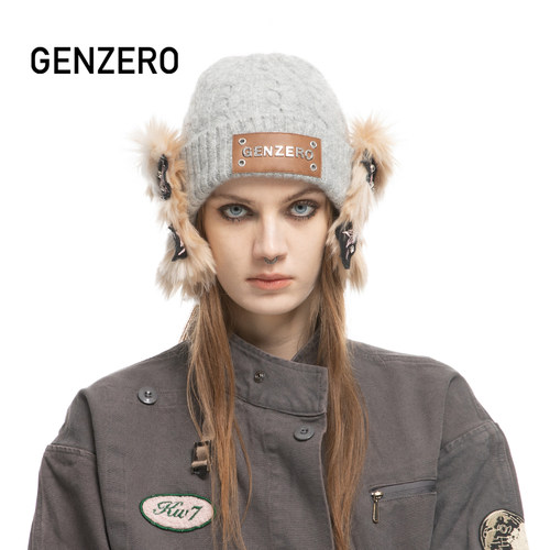 GENZERO蝴蝶结耳罩针织帽无檐帽