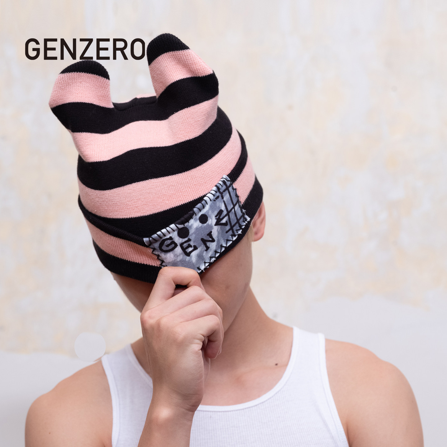 GENZERO毛线帽条纹耳朵针织帽