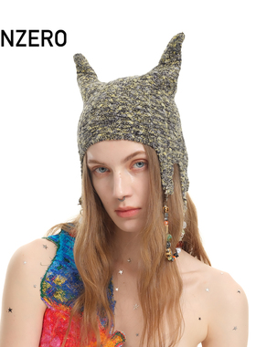 GENZERO「Boss on the go系列」灰绿色立耳线帽针织帽可拆卸手链