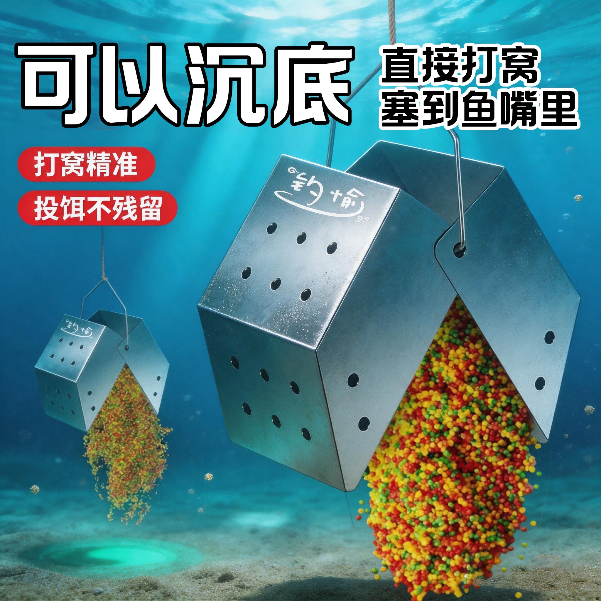 沉底打窝器钓鱼不锈钢打窝神器翻斗型定点台钓传统钓鱼打窝投饵器