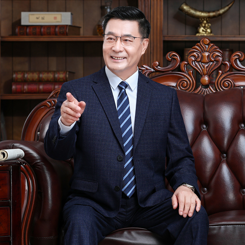 爸爸西服a套装男士三件套中老年休闲西装职业Q正装伴郎服装结婚礼