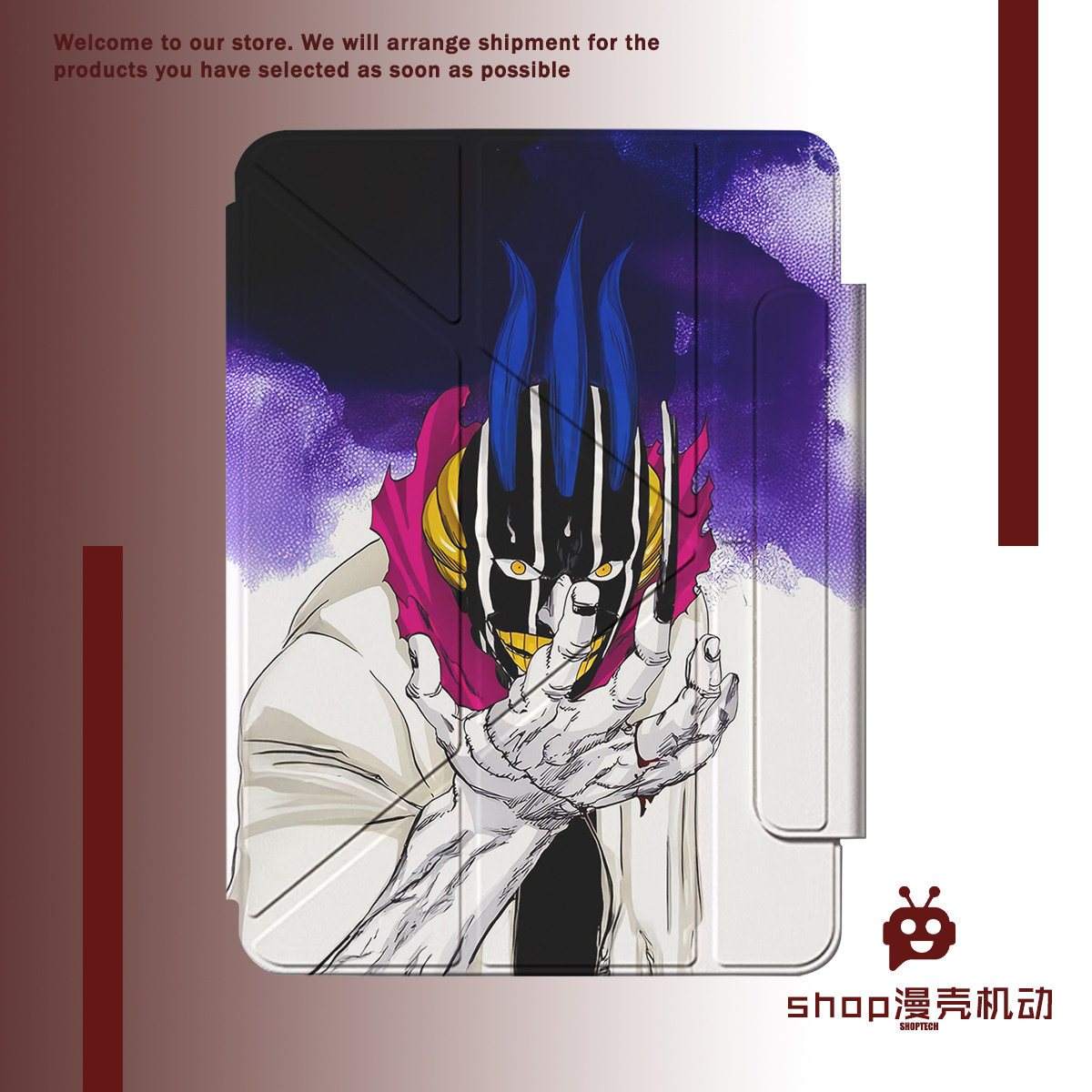 shop漫壳机动死神涅茧利动漫人物平板保护套适用于苹果ipadpro2024/air/6/5/4/mini6/7/亚克力磁吸Y折可拆卸