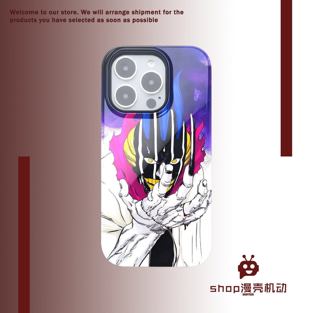 shop漫壳机动死神涅茧利动漫人物涂层菲林二合一手机保护套适用于苹果16promax/15plus/14/13/亮面磨砂手机壳