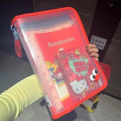多巴胺透明A4文件袋大容量可装课本拉链式学生手提加厚防水收纳袋