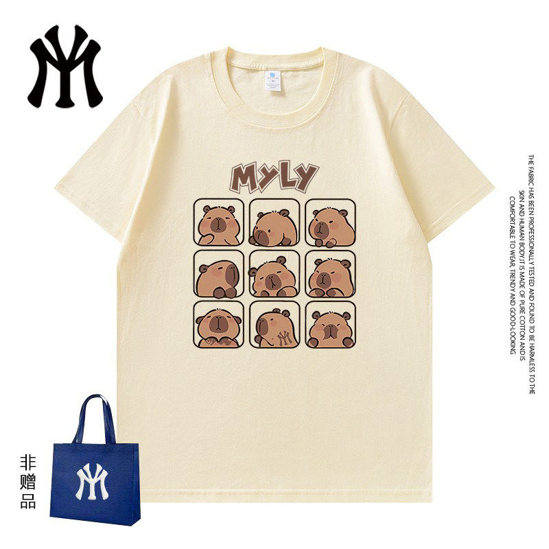 MYLY重磅潮牌短袖t恤夏季男女情侣宽松大码纯棉圆领短袖体恤 LL
