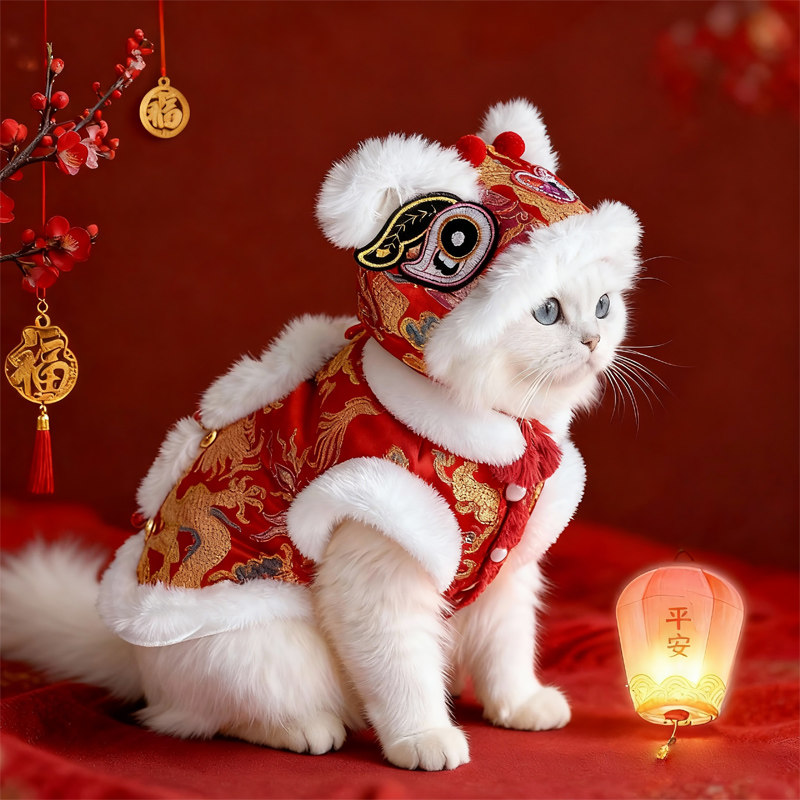 猫咪新年舞狮装中国风加厚保暖冬装狗狗过年喜庆毛衣宠物服装通用,宠物/宠物食品及用品,猫宠物服装/雨衣（新）,淘宝优惠券,粉丝福利购,淘宝优惠卷