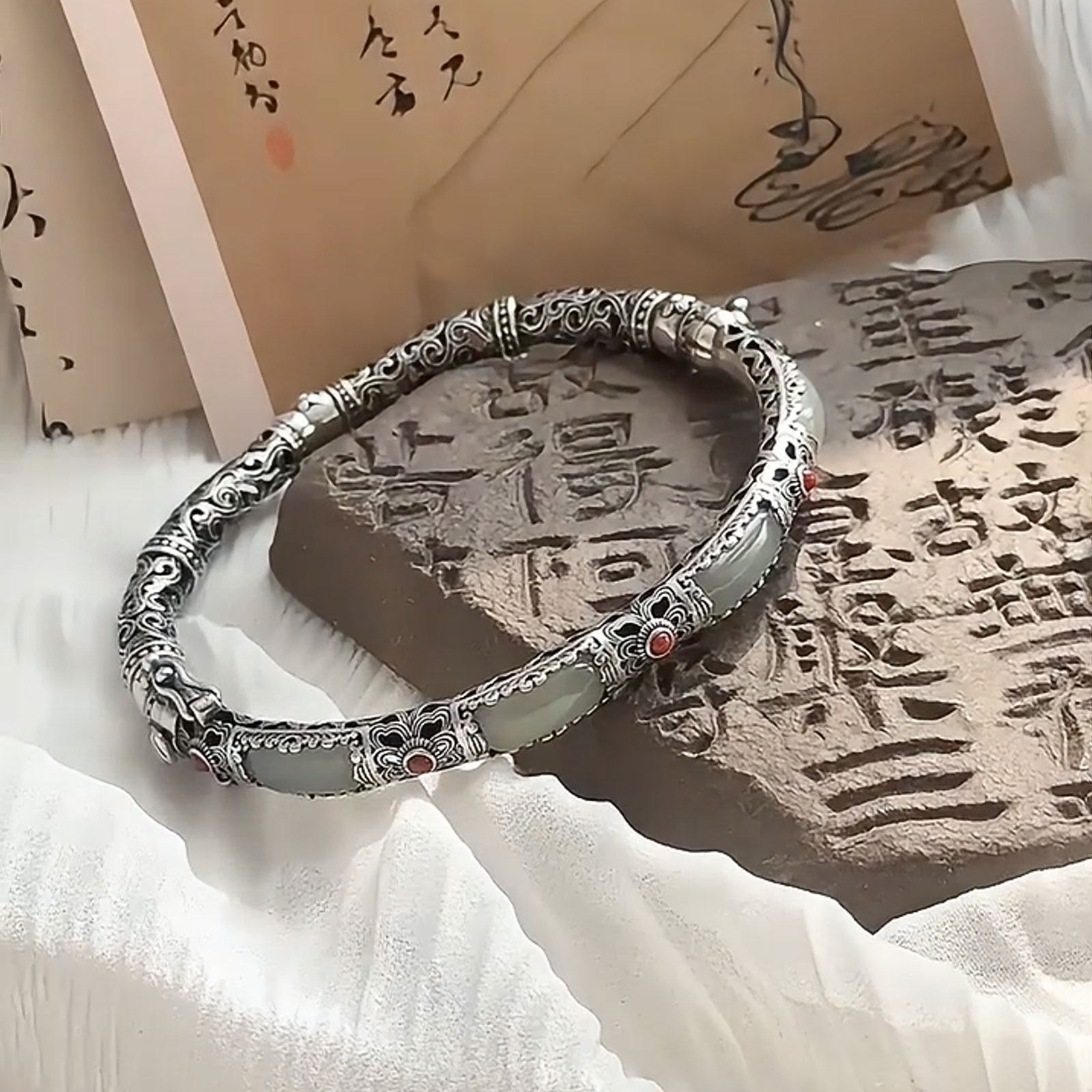 烟灰明妃民族风小众感925银手镯