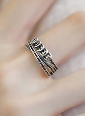 925银金钱缠绕新中式个性戒指