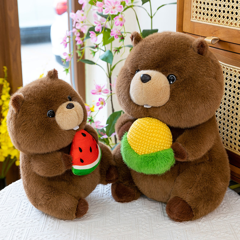 创意抱玉米土拨鼠公仔毛绒玩偶