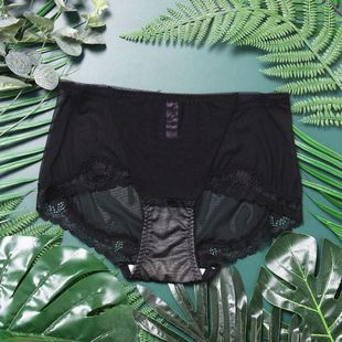 女士内裤性感蕾丝透气网纱柔顺印花棉感底裆大包臀高开叉三角女裤