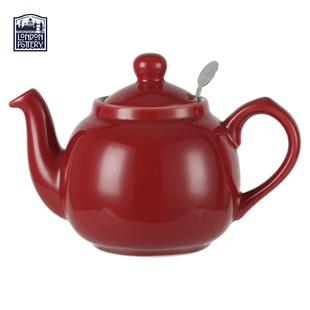 London Pottery红色茶壶田园英式陶瓷花茶壶咖啡壶带茶漏子时当归